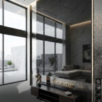 פלטה דמוי שיש מראה שחור