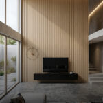 חיפוי קיר סרגלים חום בהיר